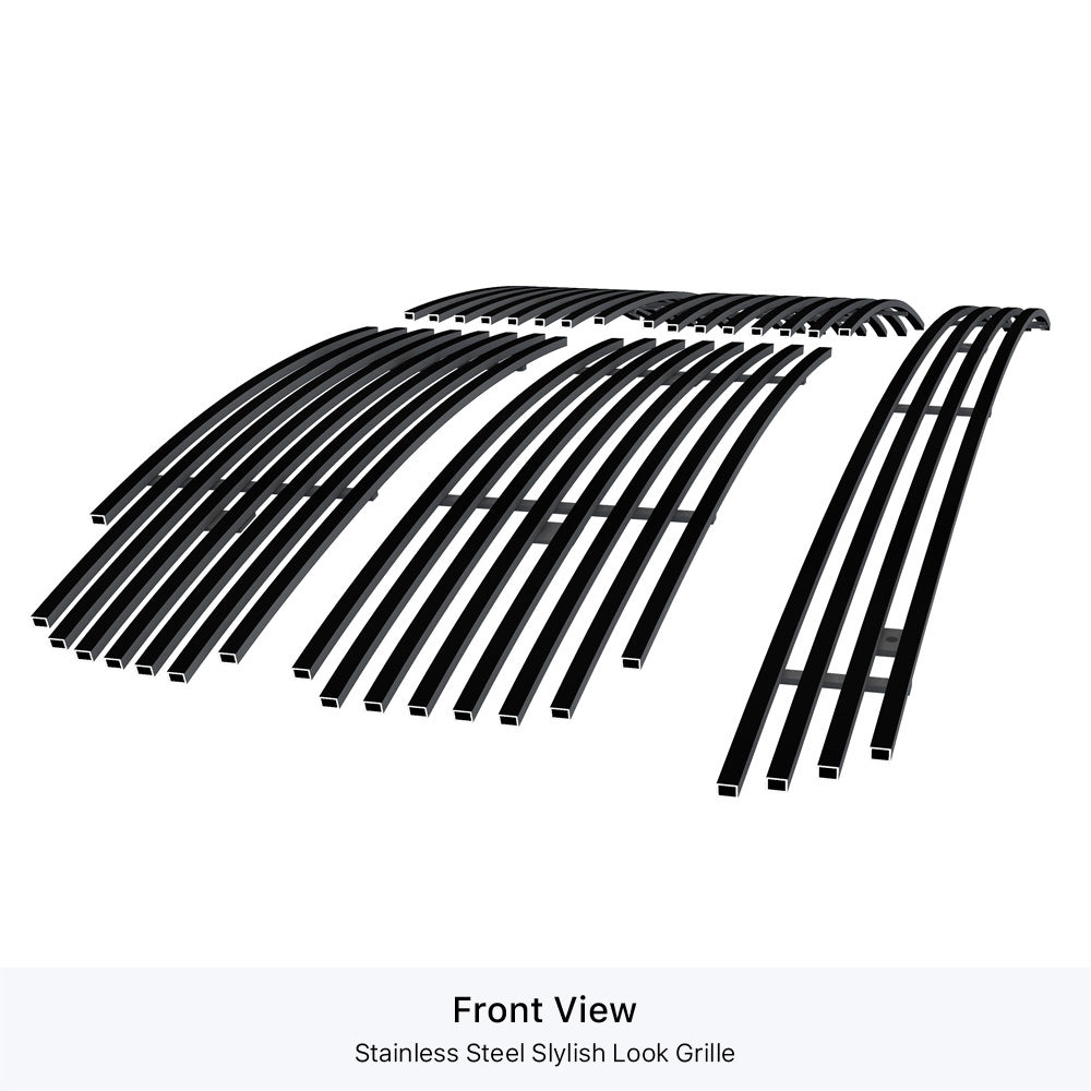 APS GR04FGI98J Main Upper & Lower Bumper Black Stainless Steel Billet Grille Fits 2002-2005 Dodge Ram 1500