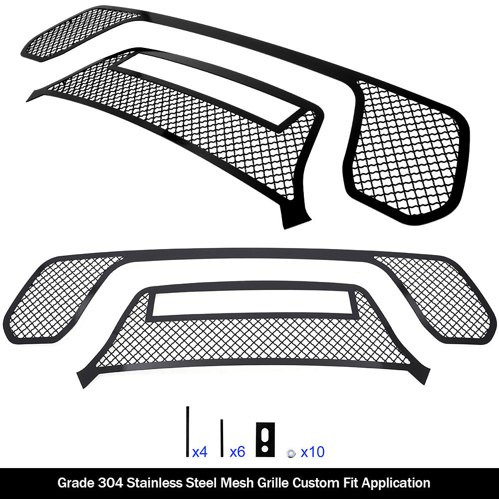 APS GR04GEB03K Main Upper Black Wire Mesh Grille Fits 2019-2023 Ram 1500