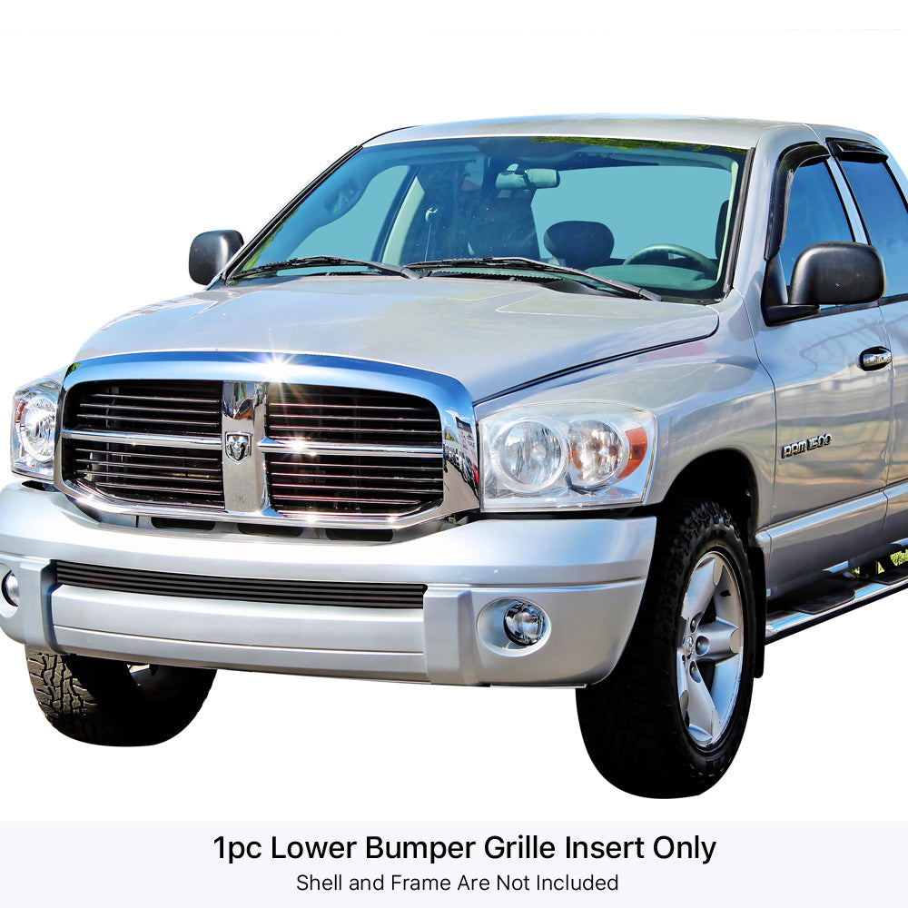 APS GR04HEC19J Lower Bumper Black Stainless Steel Billet Grille Fits 2006-2008 Dodge Ram Sport
