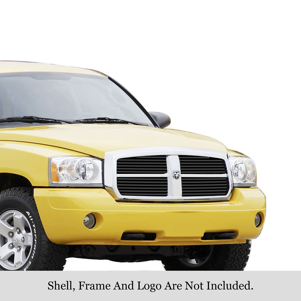 APS GR04HEC44J Main Upper Black Stainless Steel Billet Grille Fits 2005-2007 Dodge Dakota