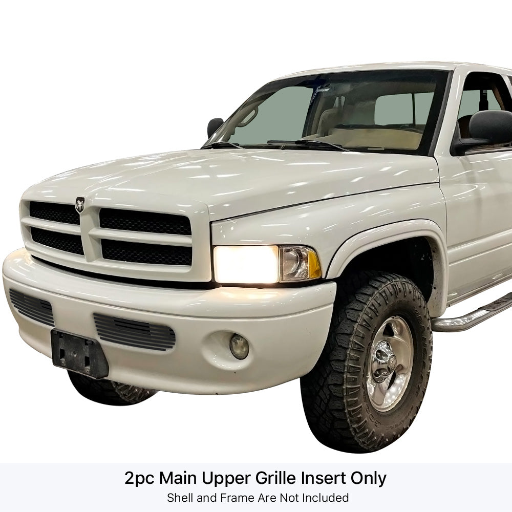 APS GR04HEJ75J Lower Bumper Black Stainless Steel Billet Grille Fits 1999-2001 Dodge Ram
