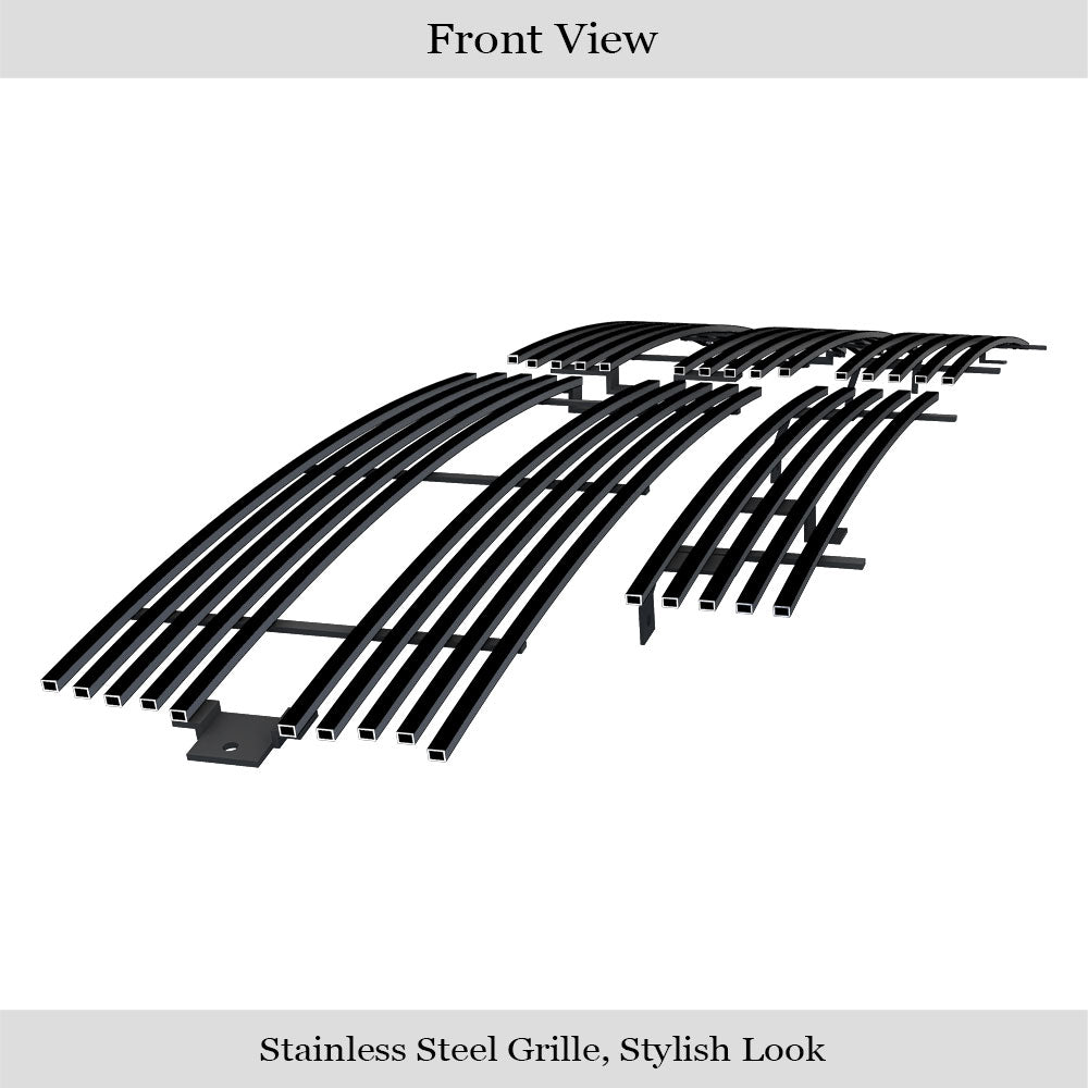 APS GR04HGI14J Main Upper&Lower Bumper Black Stainless Steel Billet Grille Fits 1994-2001 Dodge Pickup