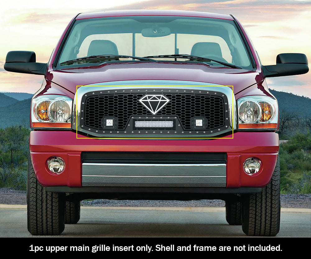 APS GR04LEC18L Main Upper Rivet Grille Fits 2006-2008 Ram 1500