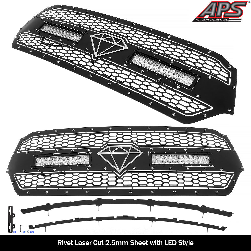 APS GR04LEE40L Main Upper Rivet Grille Fits 2019-2023 Ram 1500