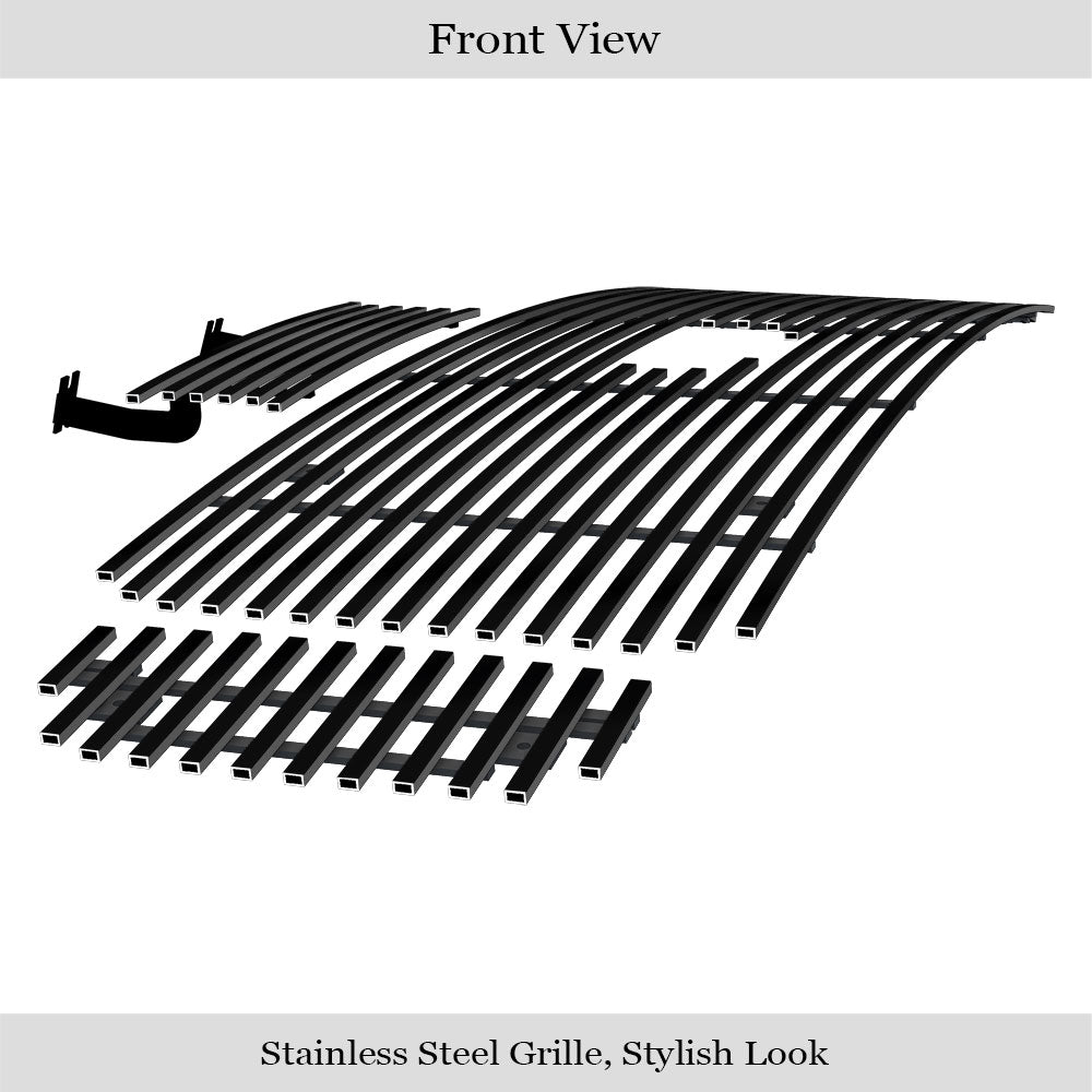 APS GR06FAA42J Main Upper&Lower Bumper Black Stainless Steel Billet Grille Fits 2000-2004 Ford Excursion