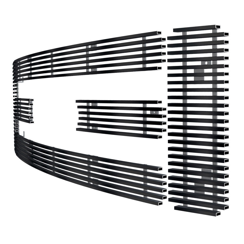 APS GR06FEC27J Main Upper Black Stainless Steel Billet Grille Fits 2008-2010 Ford F-250