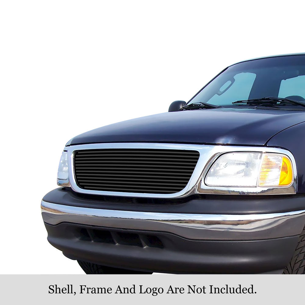 APS GR06FEG12J Main Upper Black Stainless Steel Billet Grille Fits 1999-2003 Ford F-150