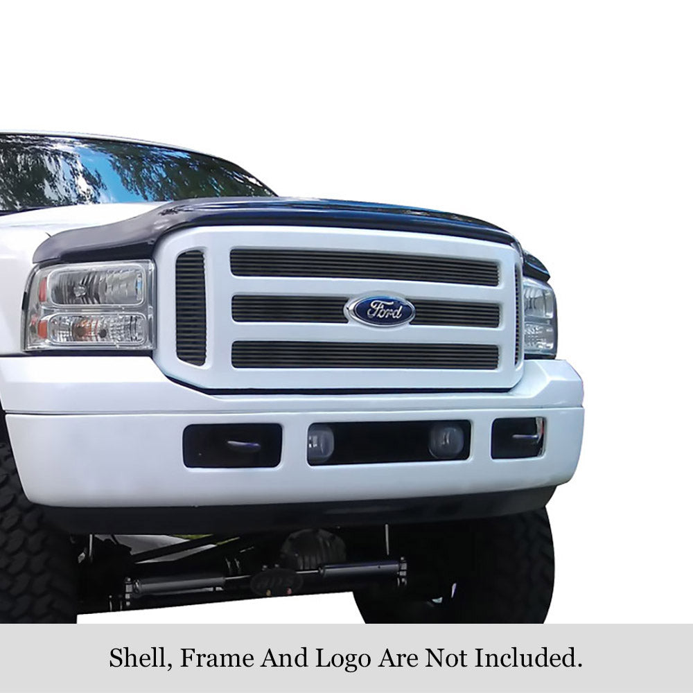 APS GR06FEG81J Main Upper Black Stainless Steel Billet Grille Fits 2005-2007 Ford Excursion