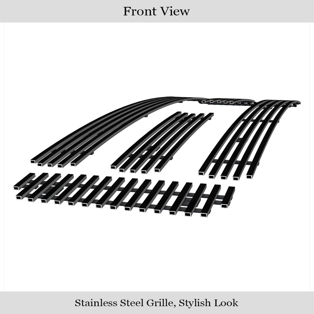 APS GR06FEG99J Main Upper Black Stainless Steel Billet Grille Fits 2005-2007 Ford Excursion
