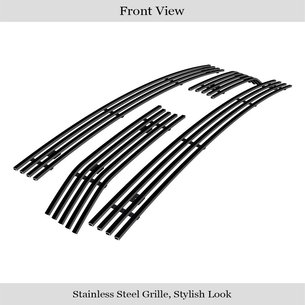 APS GR06FEI24J Main Upper Black Stainless Steel Billet Grille Fits 2013-2014 Ford F-150