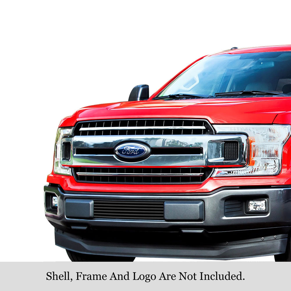 APS GR06FFD01J Lower Bumper Black Stainless Steel Billet Grille Fits 2018-2020 Ford F-150
