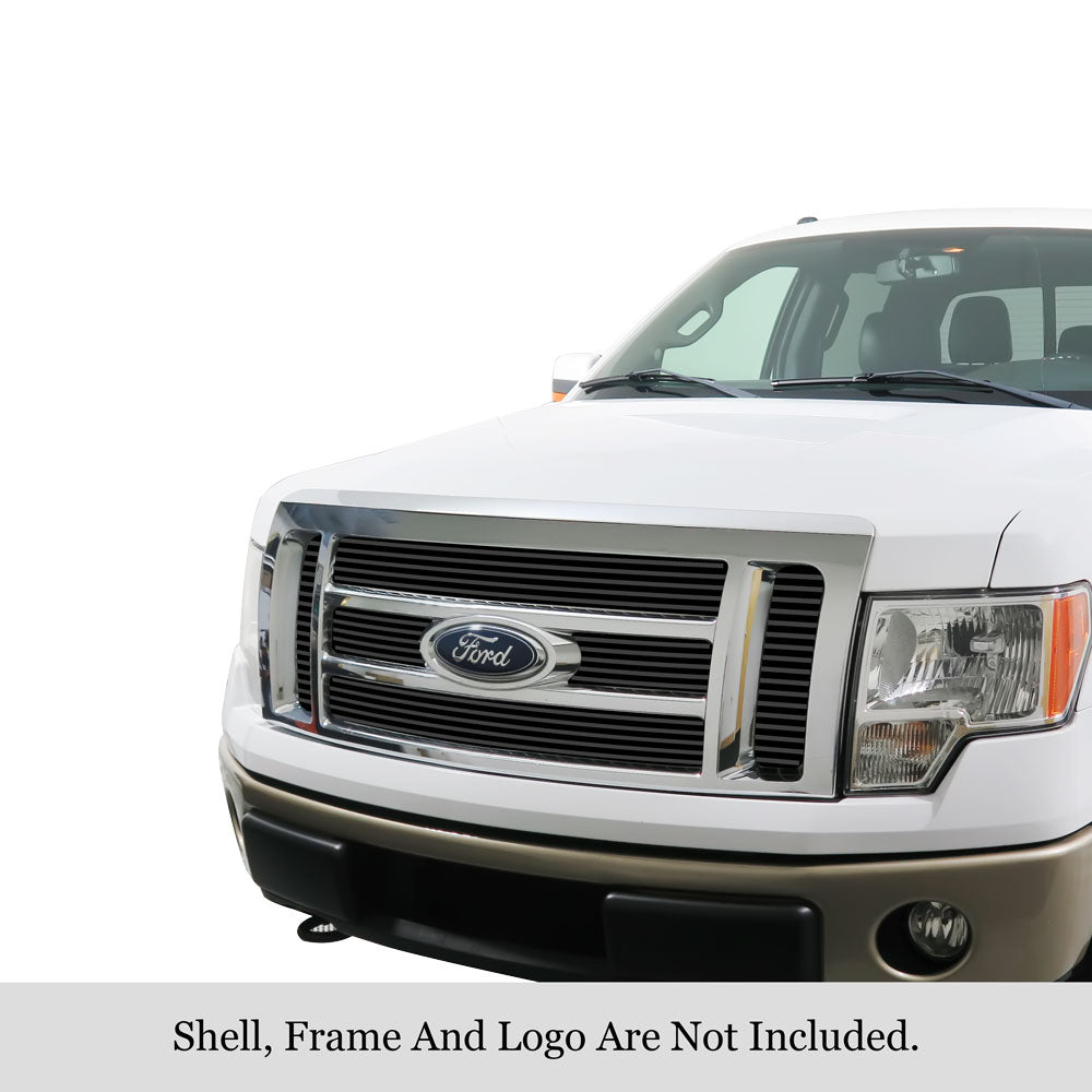 APS GR06FFG88J Main Upper Black Stainless Steel Billet Grille Fits 2009-2012 Ford F-150