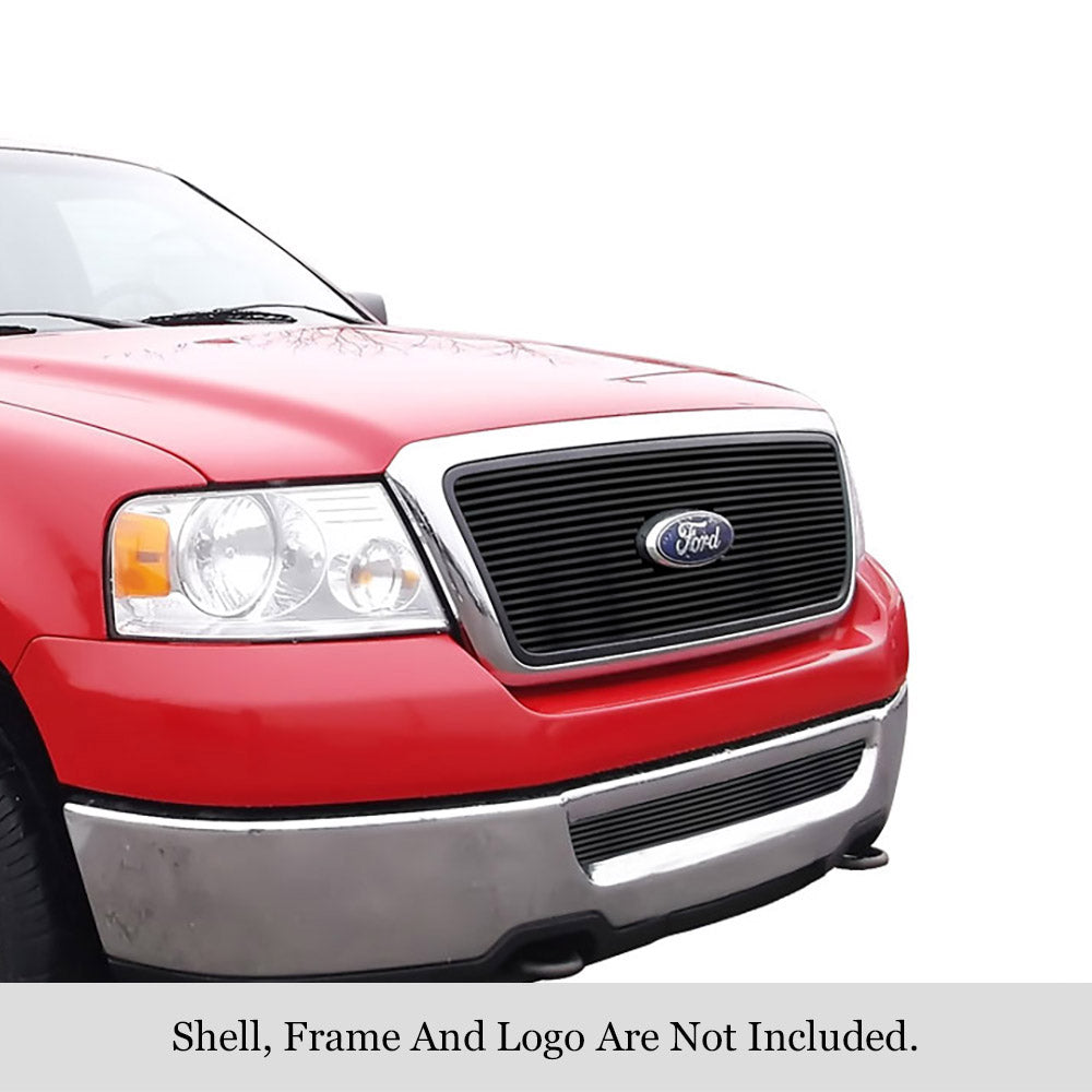APS GR06FGH58J Main Upper & Lower Bumper Black Stainless Steel Billet Grille Fits 2006-2008 Ford F-150