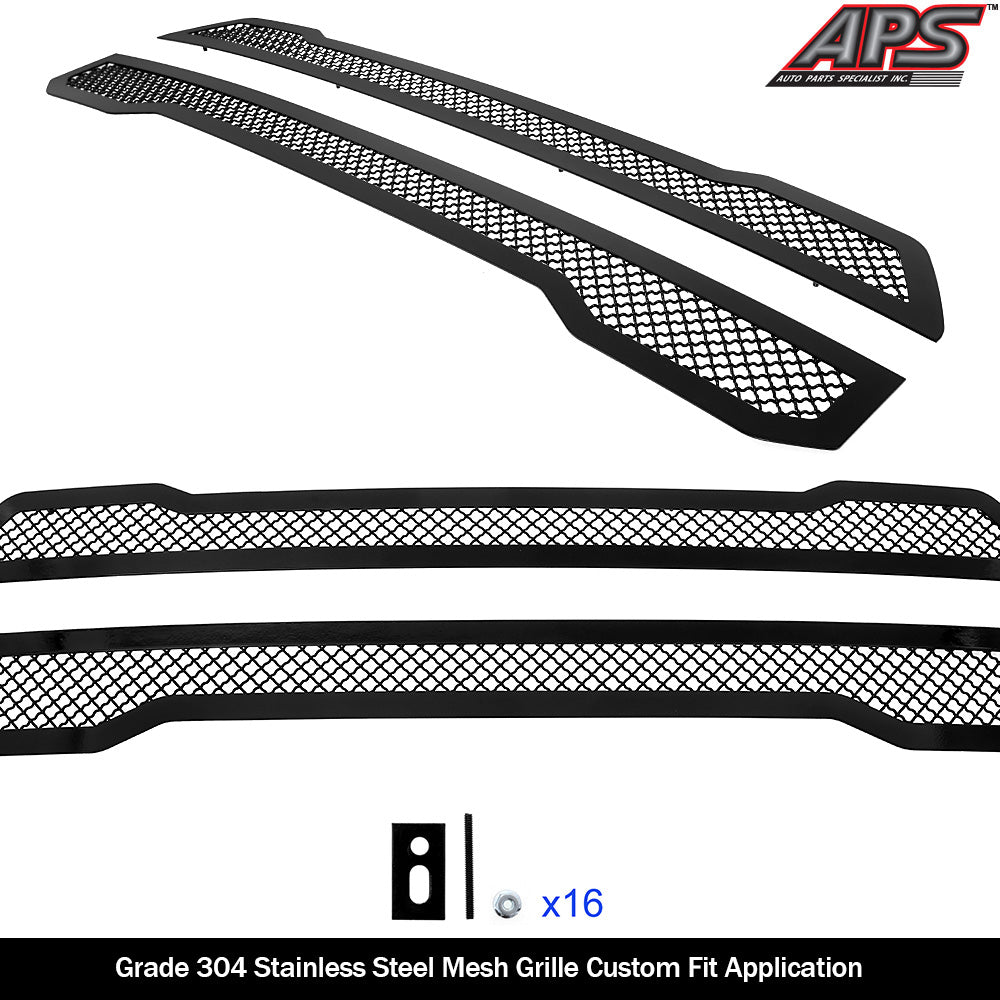 APS GR06GEA54K Main Upper Black Wire Mesh Grille Fits 2017-2020 Ford F-150