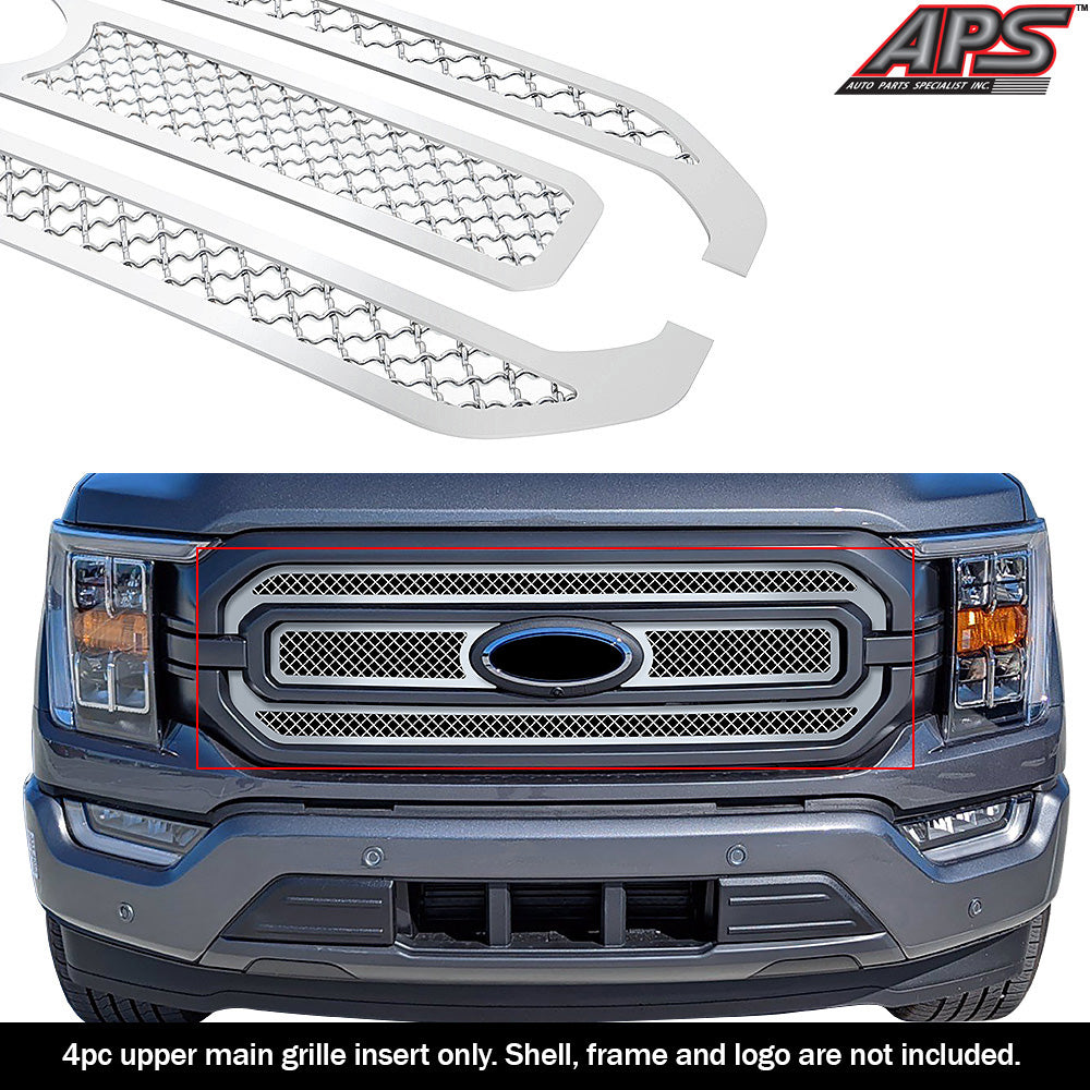 APS GR06GEJ77S Main Upper Mesh Grille Fits 2021-2023 Ford F-150
