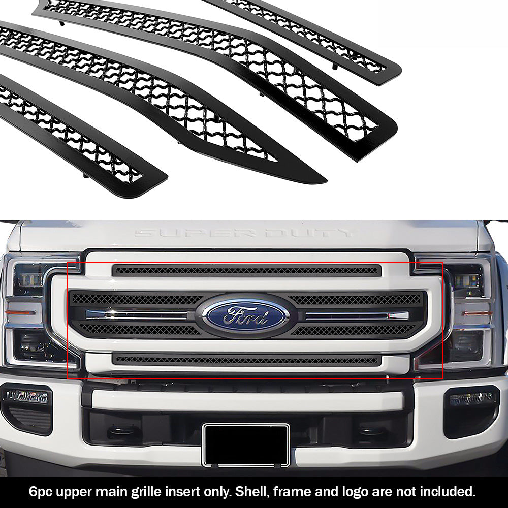 APS GR06GEJ80K Main Upper Black Wire Mesh Grille Fits 2020-2022 Ford F-250
