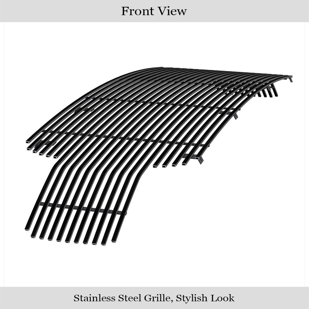 APS GR06HFD00J Main Upper Black Stainless Steel Billet Grille Fits 2018-2020 Ford F-150