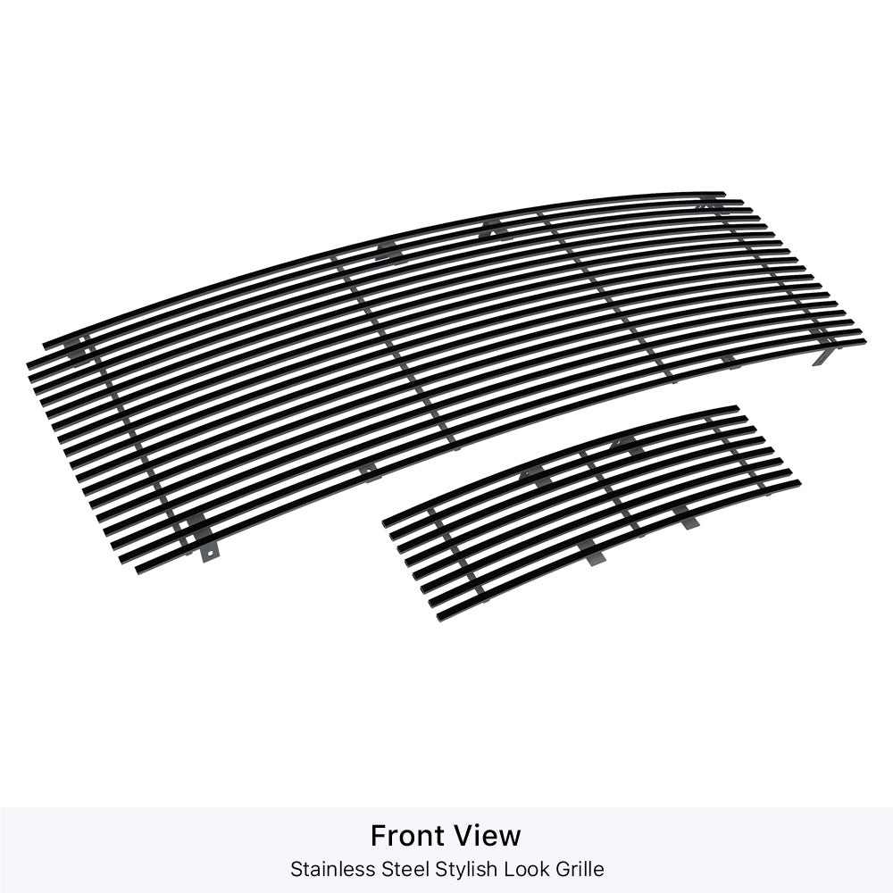 APS GR06HFF14J Main Upper & Lower Bumper Black Stainless Steel Billet Grille Fits 2009-2014 Ford F-150