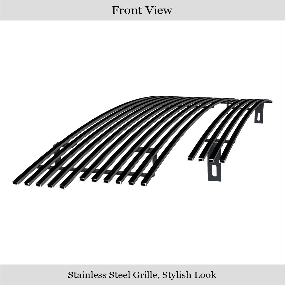 APS GR06HGI52J Main Upper & Lower Bumper Black Stainless Steel Billet Grille Fits 1997-1998 Ford F-150
