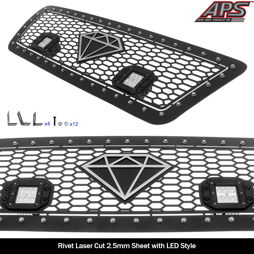 APS GR06LEH15L Main Upper Rivet Grille Fits 2004-2008 Ford F-150
