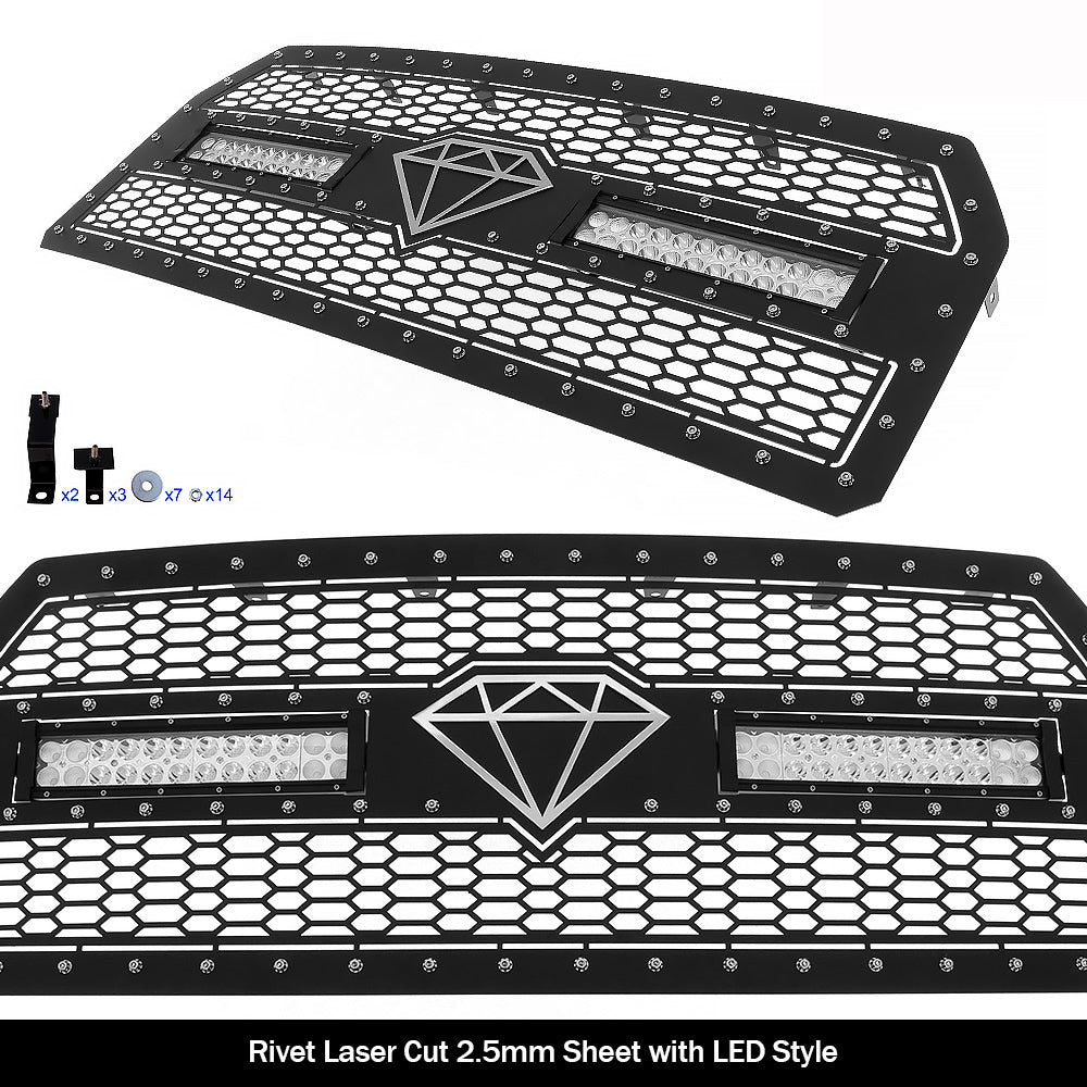 APS GR06LFC10L Main Upper Rivet Grille Fits 2015-2017 Ford F-150
