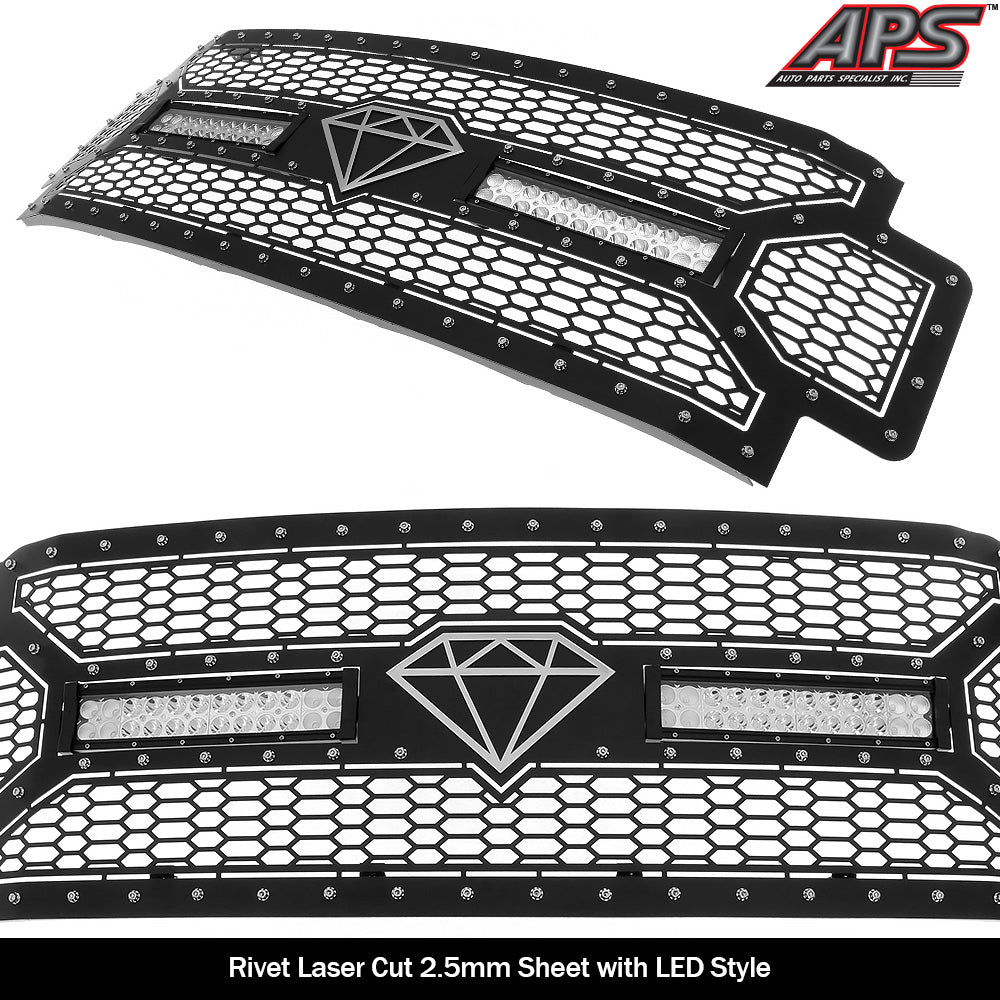APS GR06LFC63L Main Upper Rivet Grille Fits 2017-2019 Ford F-250