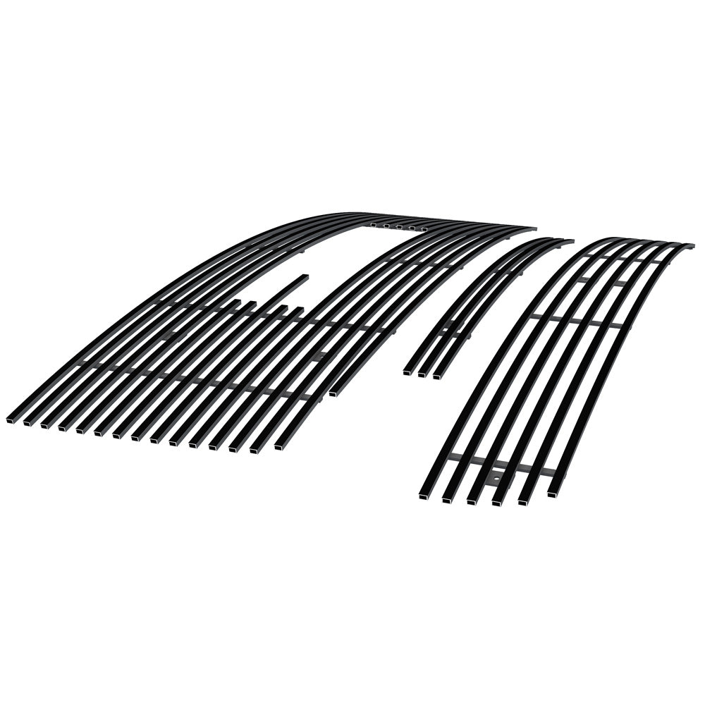 APS GR07FAA04J Main Upper & Top Bumper & Lower Bumper Black Stainless Steel Billet Grille Fits 2007-2013 GMC Sierra 1500
