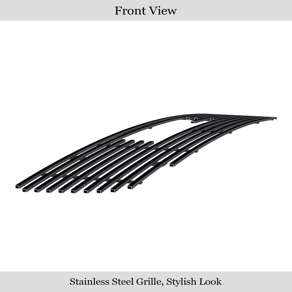 APS GR07FEG71J Main Upper Black Stainless Steel Billet Grille Fits 2003-2006 GMC Sierra 1500