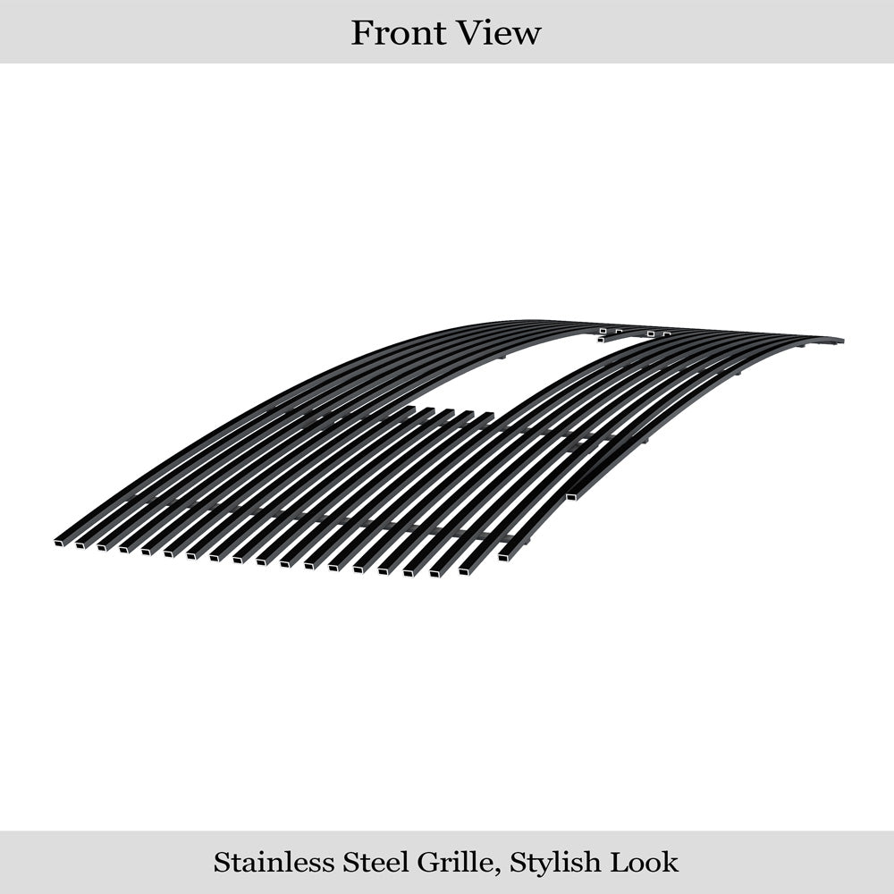 APS GR07FFE16J Main Upper Black Stainless Steel Billet Grille Fits 2007-2010 GMC Sierra 2500