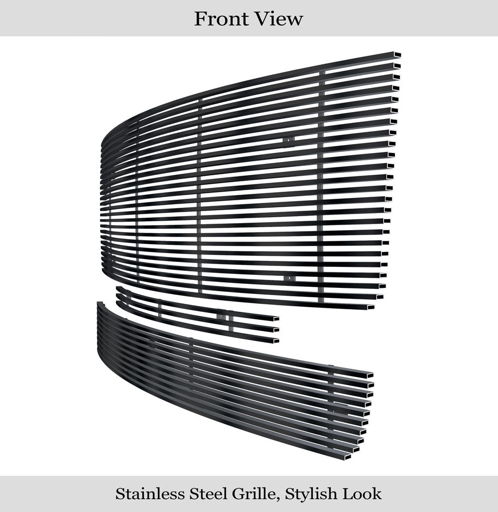 APS GR07FGG43J Main Upper & Top Bumper & Lower Bumper Black Stainless Steel Billet Grille Fits 2007-2013 GMC Sierra 1500