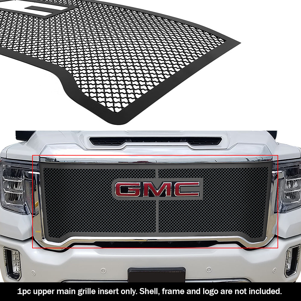 APS GR07GEA97K Main Upper Black Wire Mesh Grille Fits 2020-2023 GMC Sierra 2500