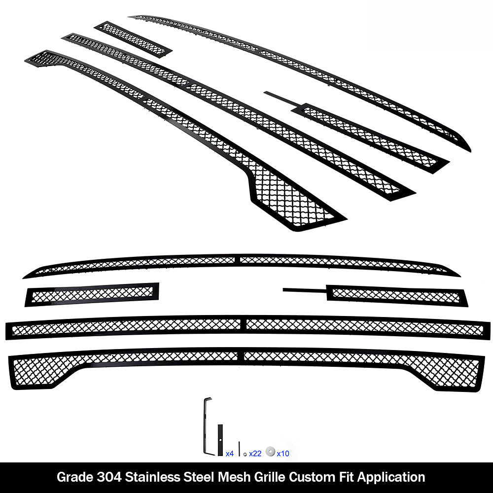 APS GR07GEJ33K Main Upper Black Wire Mesh Grille Fits 2019-2021 GMC Sierra 1500