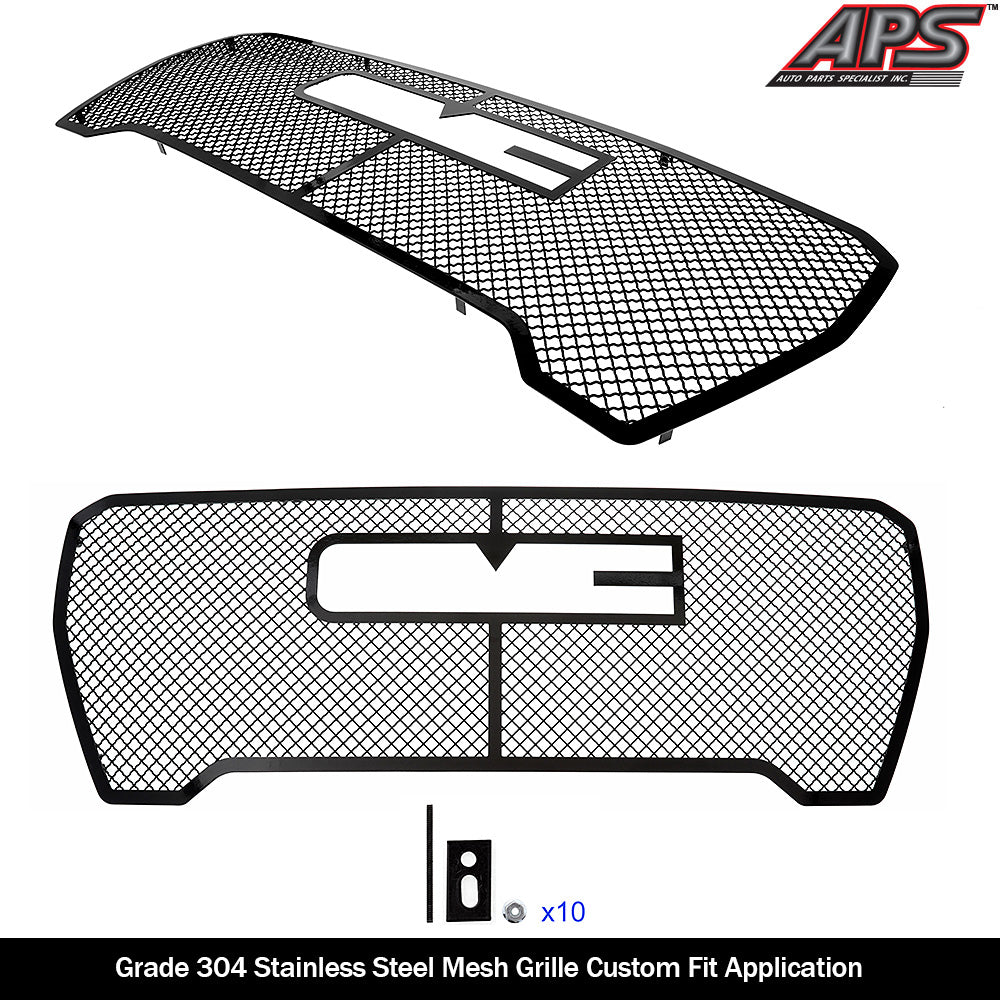 APS GR07GEJ34K Main Upper Black Wire Mesh Grille Fits 2019-2021 GMC Sierra 1500