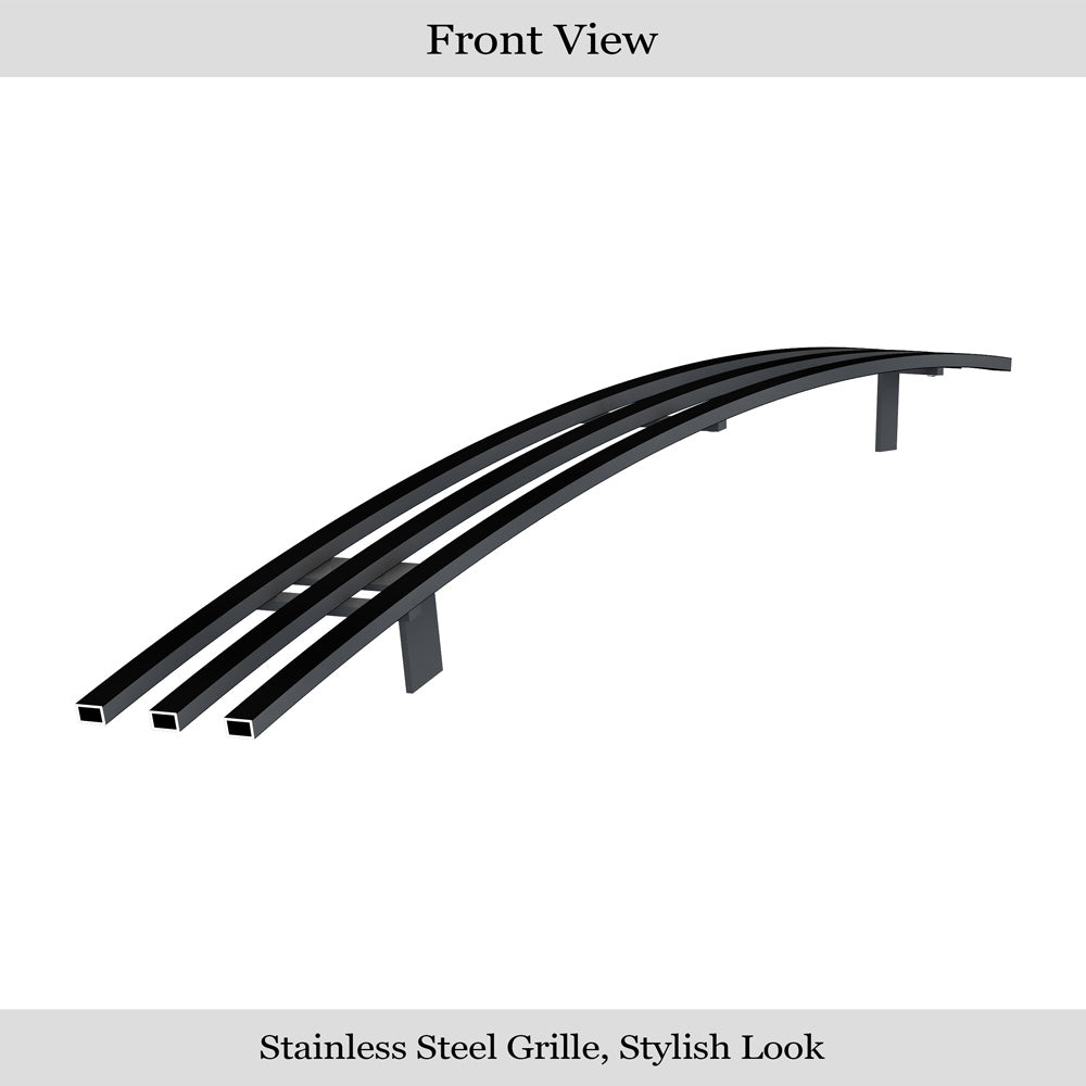 APS GR07HED72J Top Bumper Black Stainless Steel Billet Grille Fits 2003-2006 GMC Sierra 1500