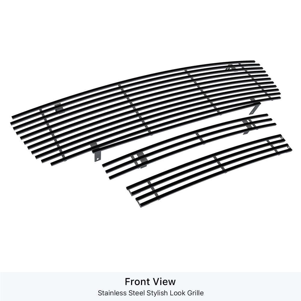 APS GR07HGI78J Main Upper & Top Bumper & Lower Bumper Black Stainless Steel Billet Grille Fits 2003-2006 GMC Sierra 1500