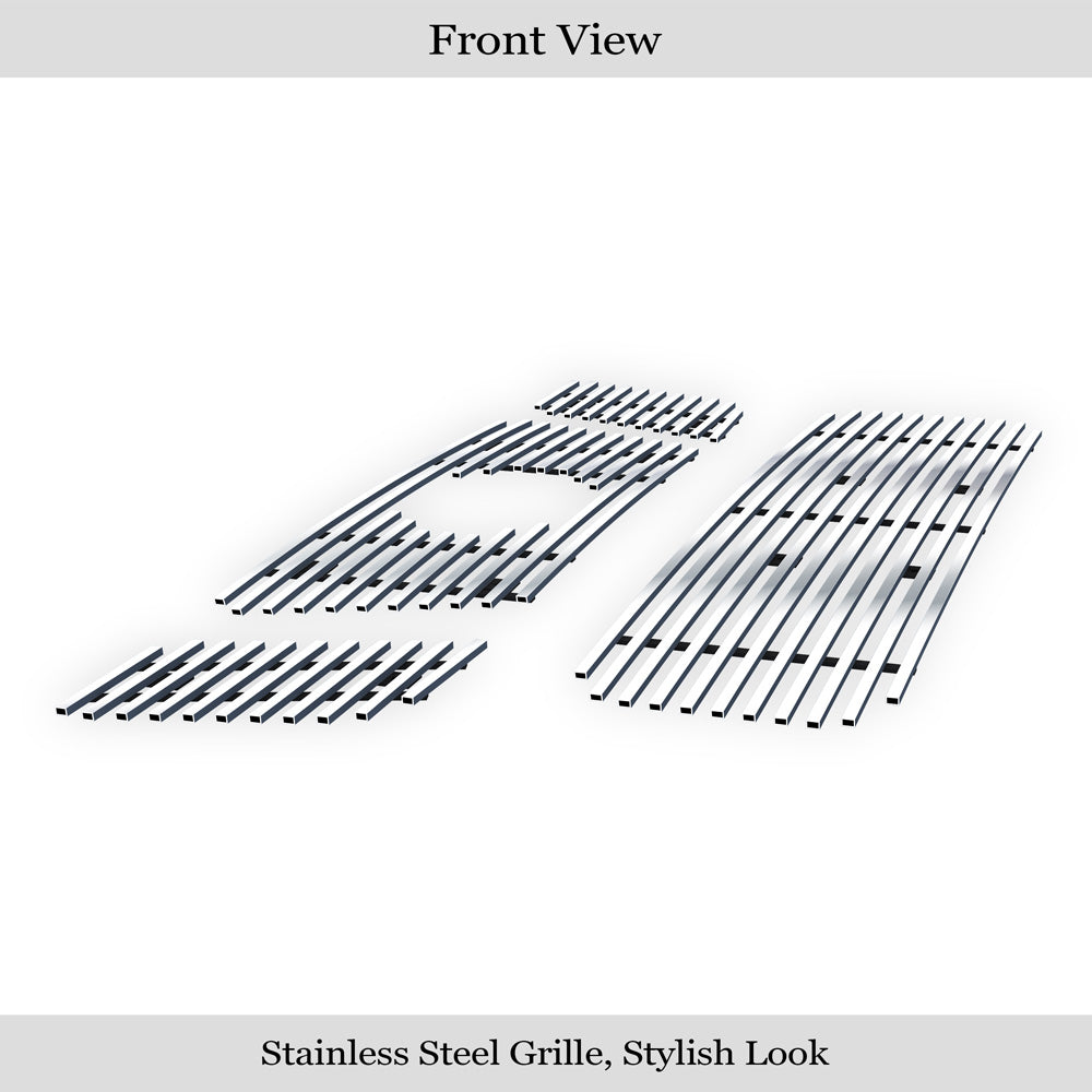 APS GR14FGG13S Main Upper&Lower Bumper Stainless Steel Billet Grille Fits 2008-2012 Nissan Titan