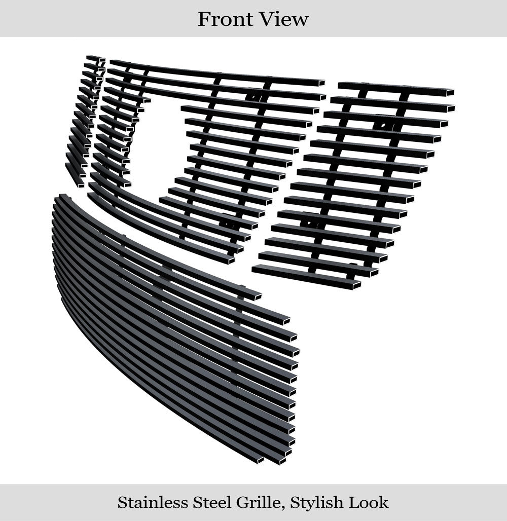 APS GR14FGH14J Main Upper & Lower Bumper Black Stainless Steel Billet Grille Fits 2008-2015 Nissan Titan