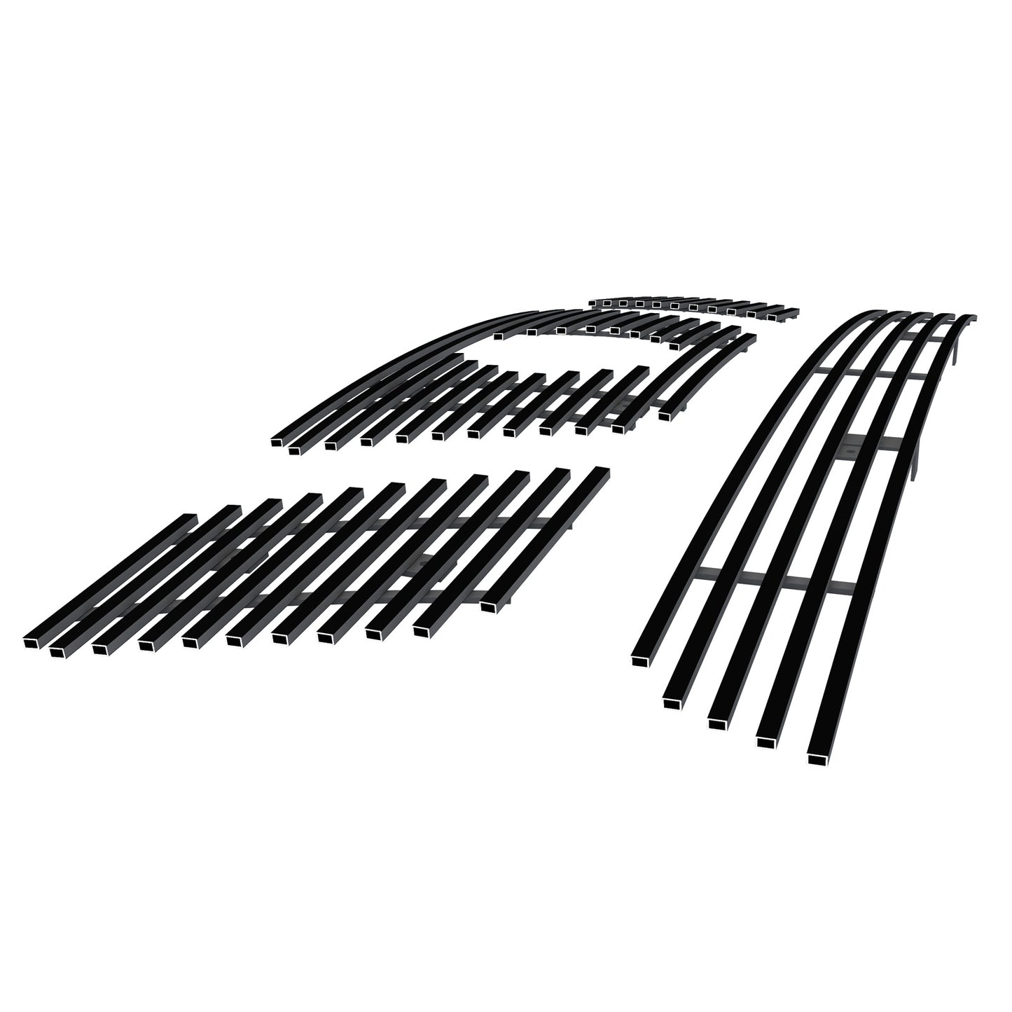 APS GR14FGI66J Main Upper & Lower Bumper Black Stainless Steel Billet Grille Fits 2005-2008 Nissan Frontier