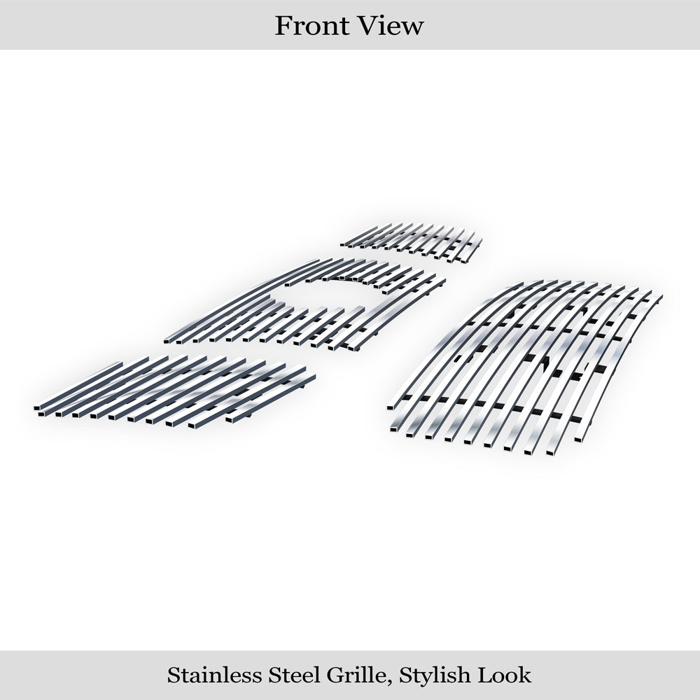 APS GR14FGI92S Main Upper & Lower Bumper Stainless Steel Billet Grille Fits 2004-2007 Nissan Titan