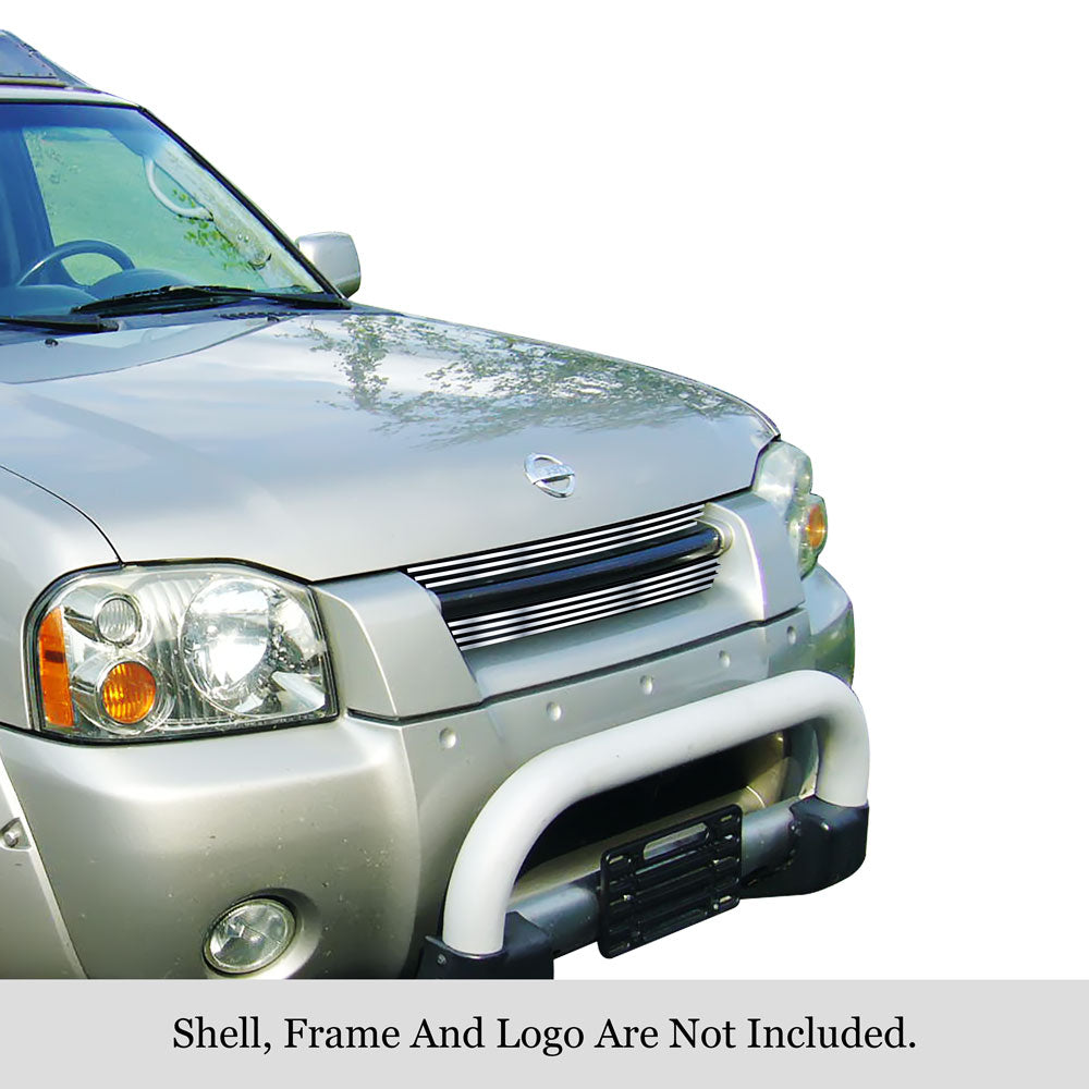 APS GR14HED19S Main Upper Stainless Steel Billet Grille Fits 2001-2004 Nissan Frontier