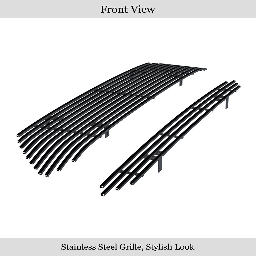 APS GR20HAA91J Main Upper&Lower Bumper Black Stainless Steel Billet Grille Fits 2012-2015 Toyota Tacoma