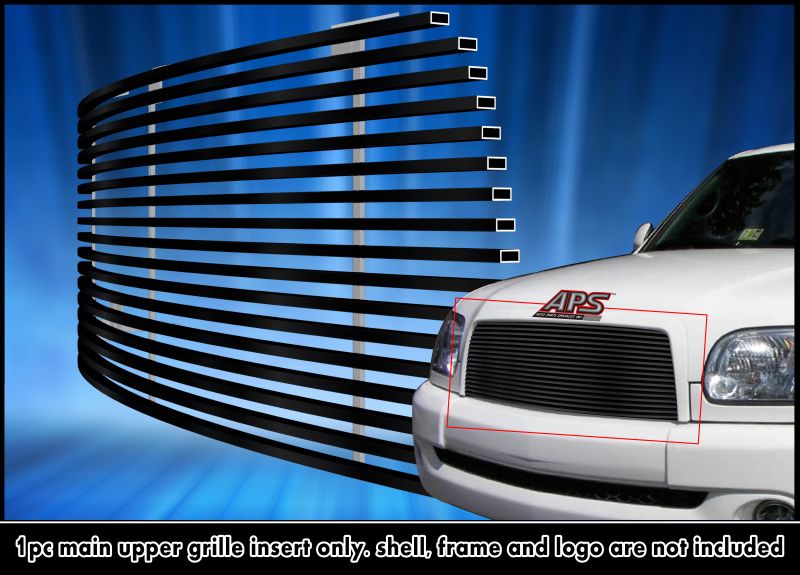 APS GR20HEC93J Main Upper Black Stainless Steel Billet Grille Fits 2003-2006 Toyota Tundra