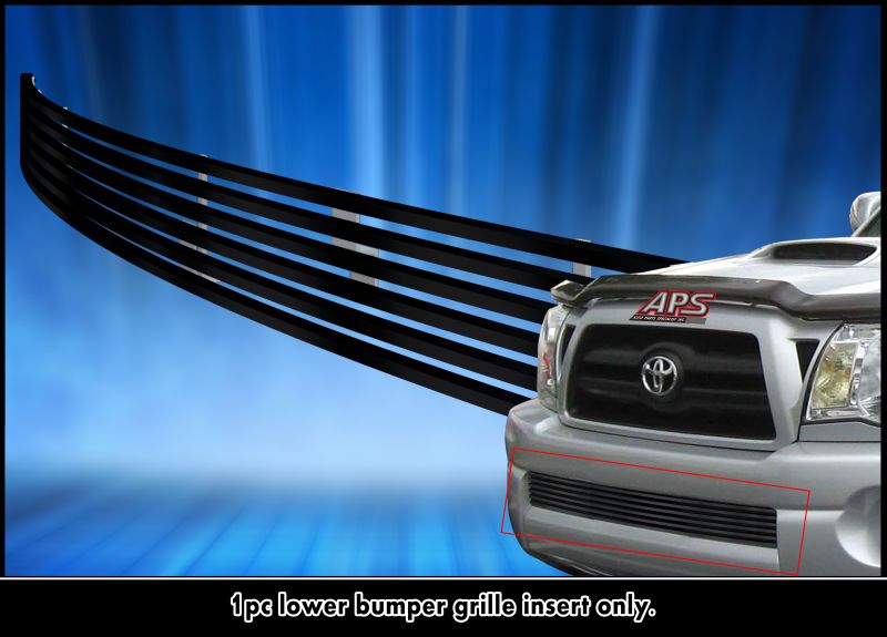 APS GR20HED61J Lower Bumper Black Stainless Steel Billet Grille Fits 2005-2011 Toyota Tacoma