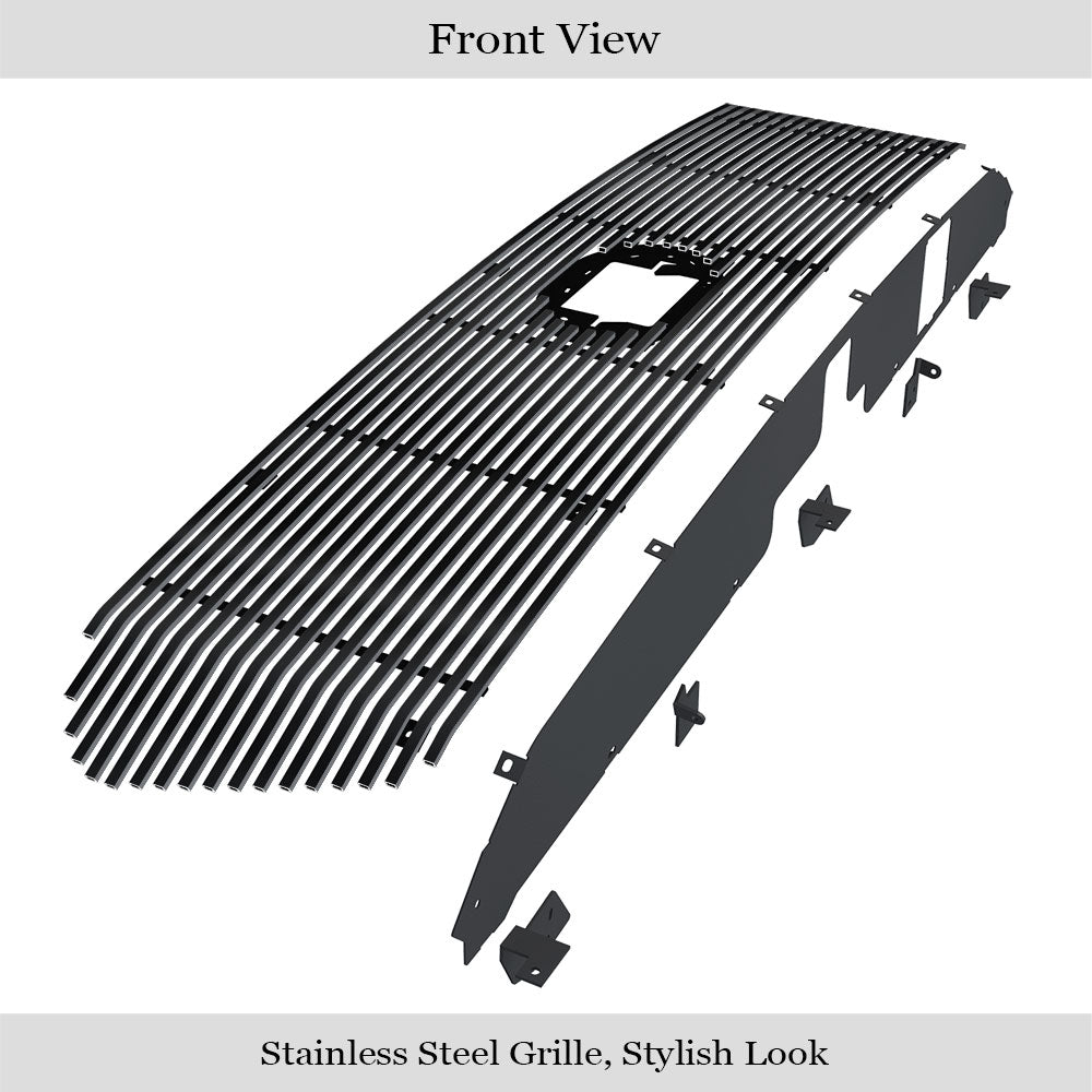 APS GR20HFJ30J Main Upper Black Stainless Steel Billet Grille Fits 2018-2019 Toyota Tundra