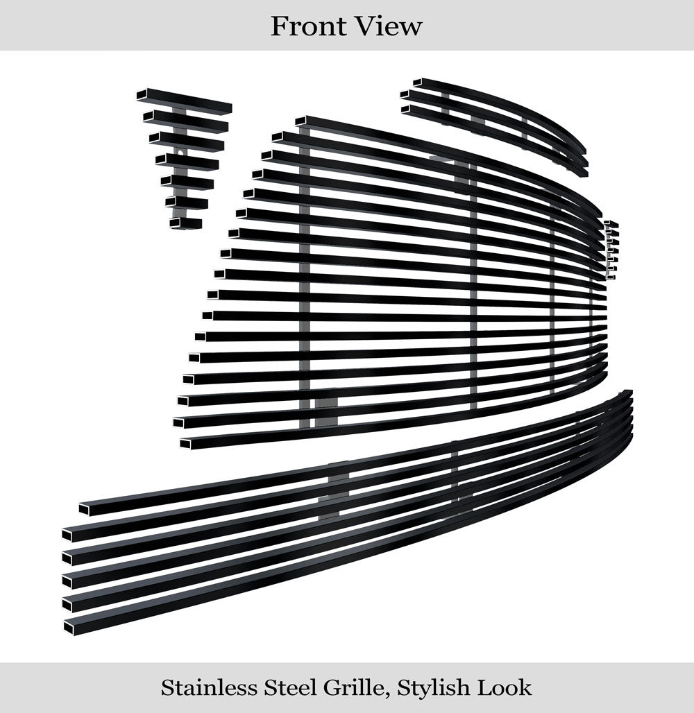 APS GR20HGG42J Main Upper & Lower Bumper & Hood Scoop Black Stainless Steel Billet Grille Fits 2005-2010 Toyota Tacoma