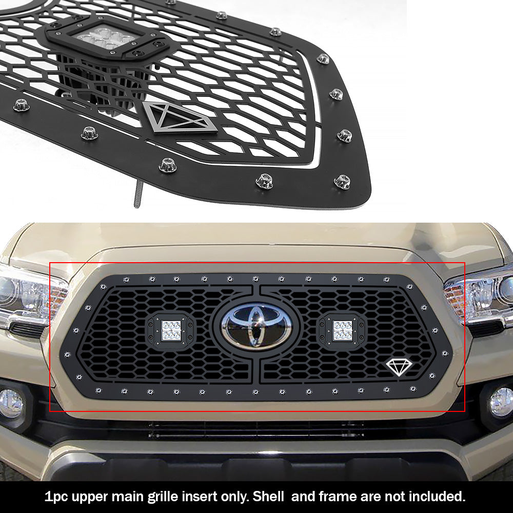 APS GR20LFJ31L Main Upper Rivet Grille Fits 2018-2019 Toyota Tacoma