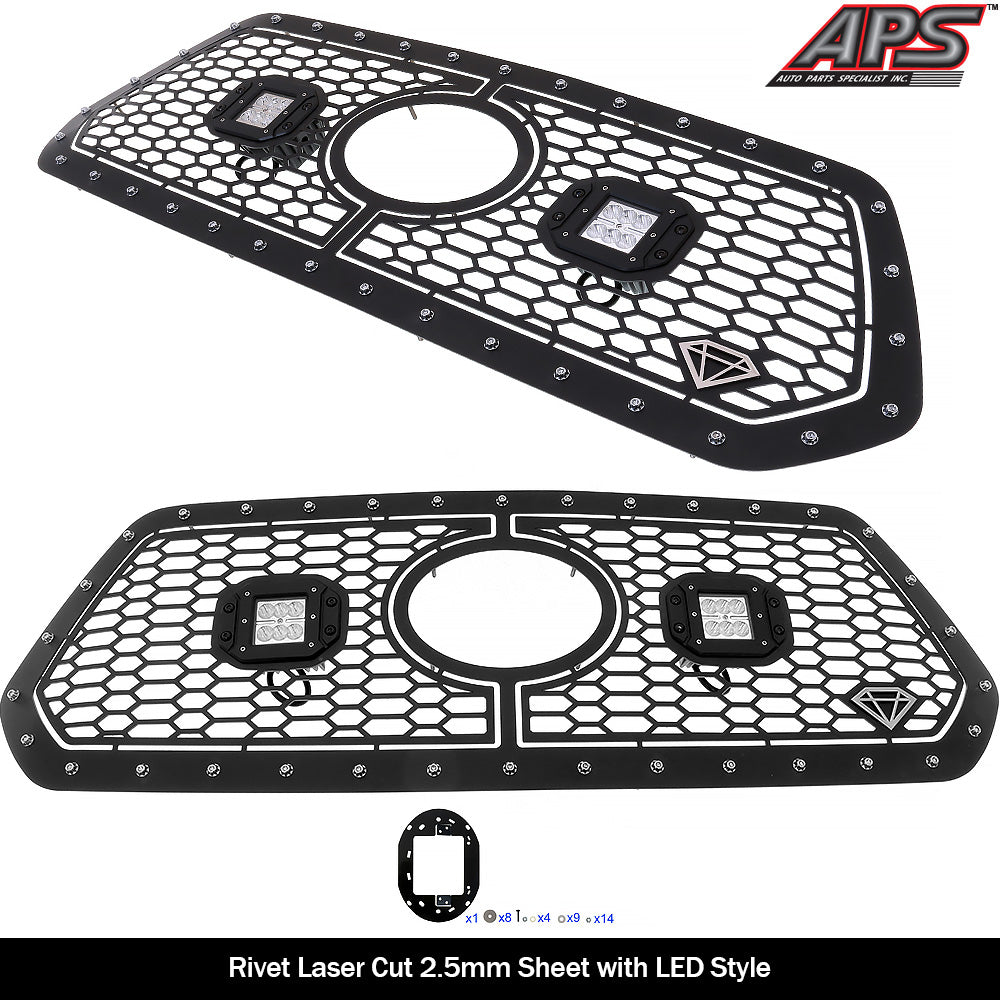 APS GR20LFJ31L Main Upper Rivet Grille Fits 2018-2019 Toyota Tacoma