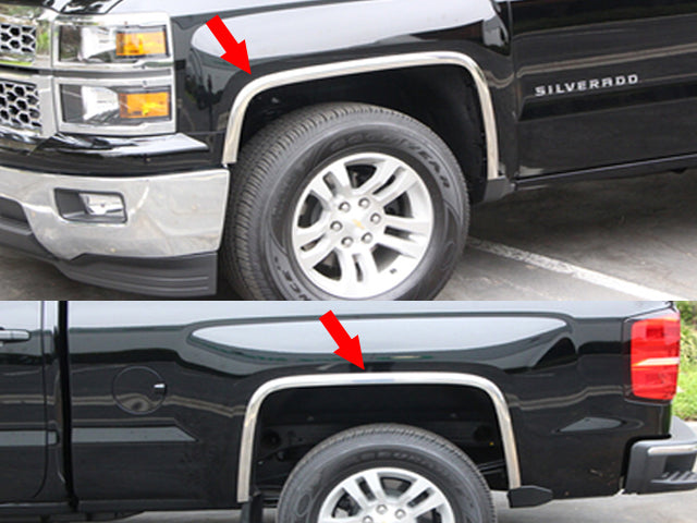 WZ54181 Molded Stainless Steel Wheel Well Fender Trim Molding 4 Pc