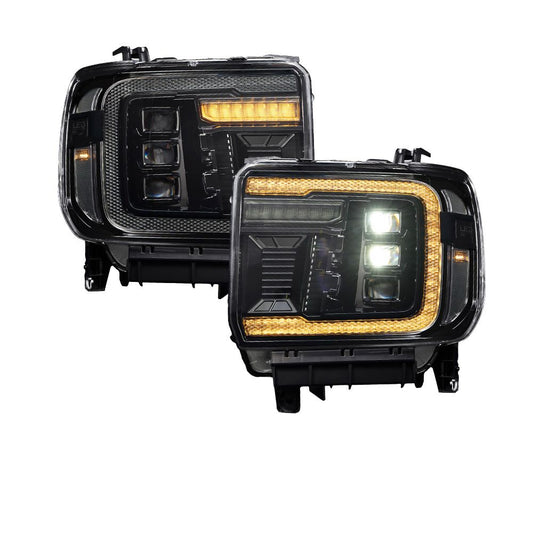 2014-2018 GMC Sierra 1500 LED Projector Headlights with Amber DRL (pair)