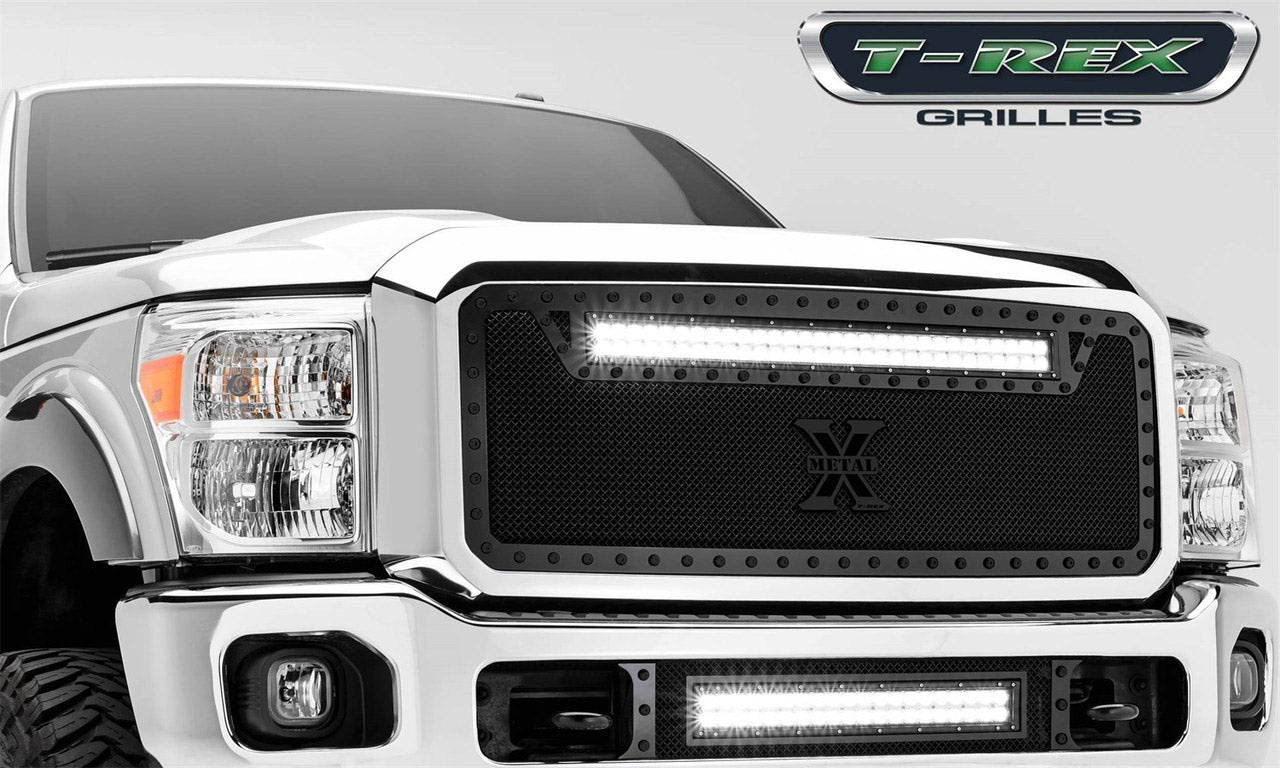 T-REX Grilles 6315461-BR Black Mild Steel Small Mesh Grille Fits 2011-2016 Ford F-250 F-350 F-450 F-550